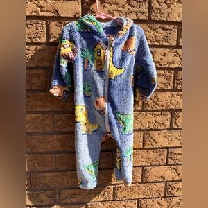 10/$25 • Fleece Dinosaur Hooded Zip‎ Footless Jumpsuit